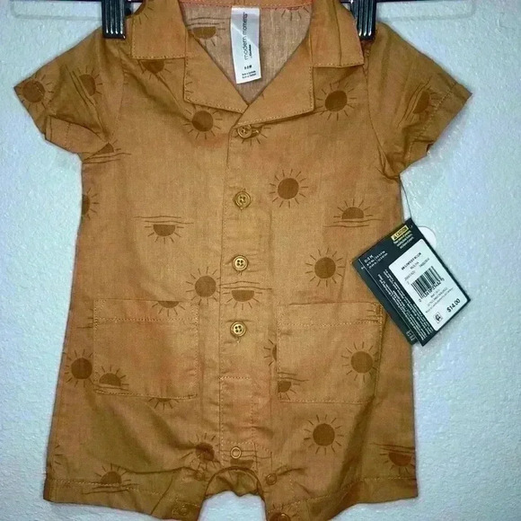 Modern Moments, 0-3 Months Baby Unisex Romper, Mocha, Suns, NWT - Picture 9 of 11